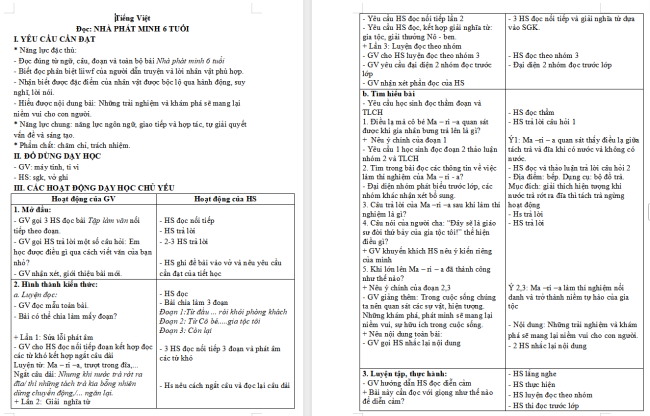 Giáo án Tiếng Việt 4 Bài 12: Nhà phát minh 6 tuổi