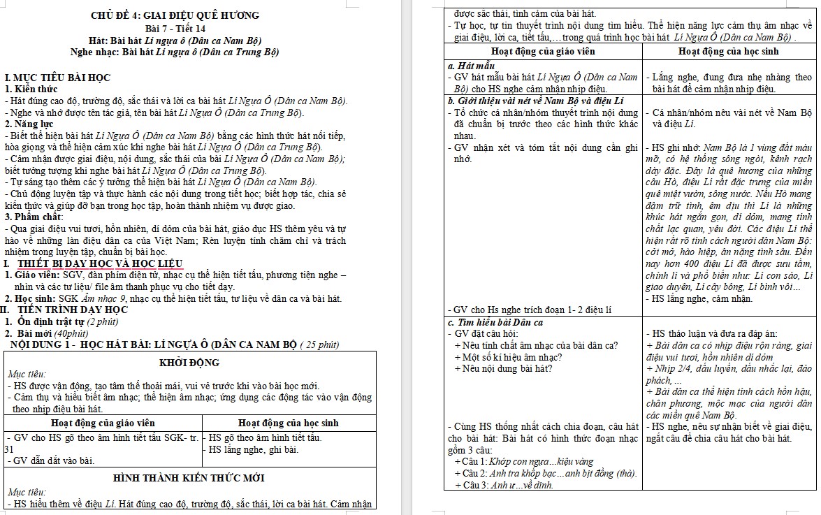 Giáo án Âm nhạc 9 KNTT Bài 7 tiết 14