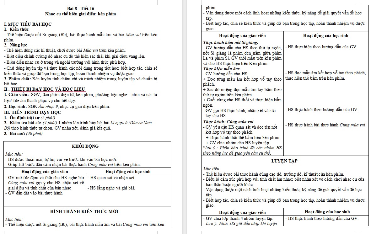 Giáo án Âm nhạc 9 KNTT Bài 8 tiết 16