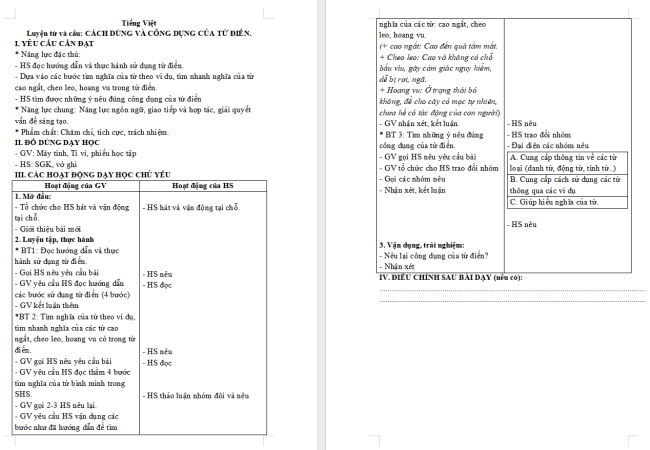 Giáo án Tiếng Việt 4 Bài 15: Cách dùng và công dụng của từ điển