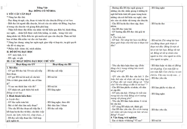 Giáo án Tiếng Việt 4 Bài 18: Đồng cỏ nở hoa