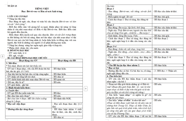 Giáo án Tiếng Việt 4 Bài 23: Bét-tô-ven và bản Xô-nát ánh trăng