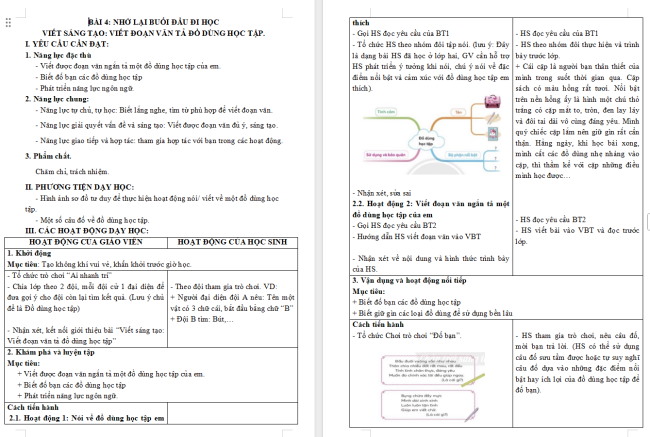 Giáo án Tiếng Việt 3 Bài 4: Tả đồ dùng học tập