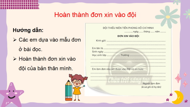 PowerPoint Tiếng Việt 3 Bài 2: Luyện tập điền thông tin vào tờ khai in sẵn