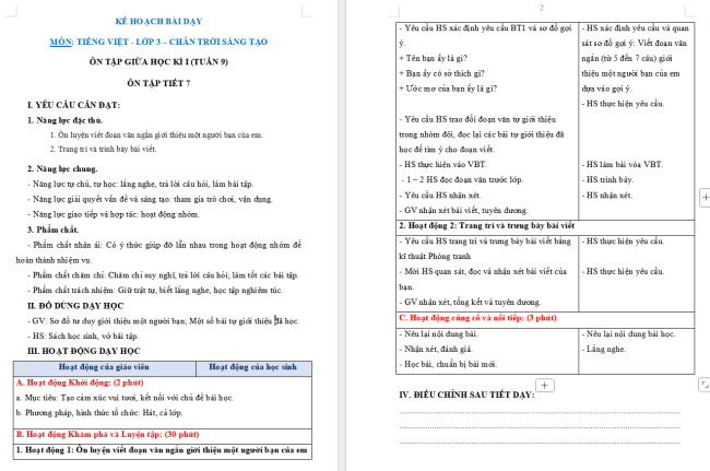 Giáo án Tiếng Việt 3 Ôn tập giữa học kì I (Tiết 7)