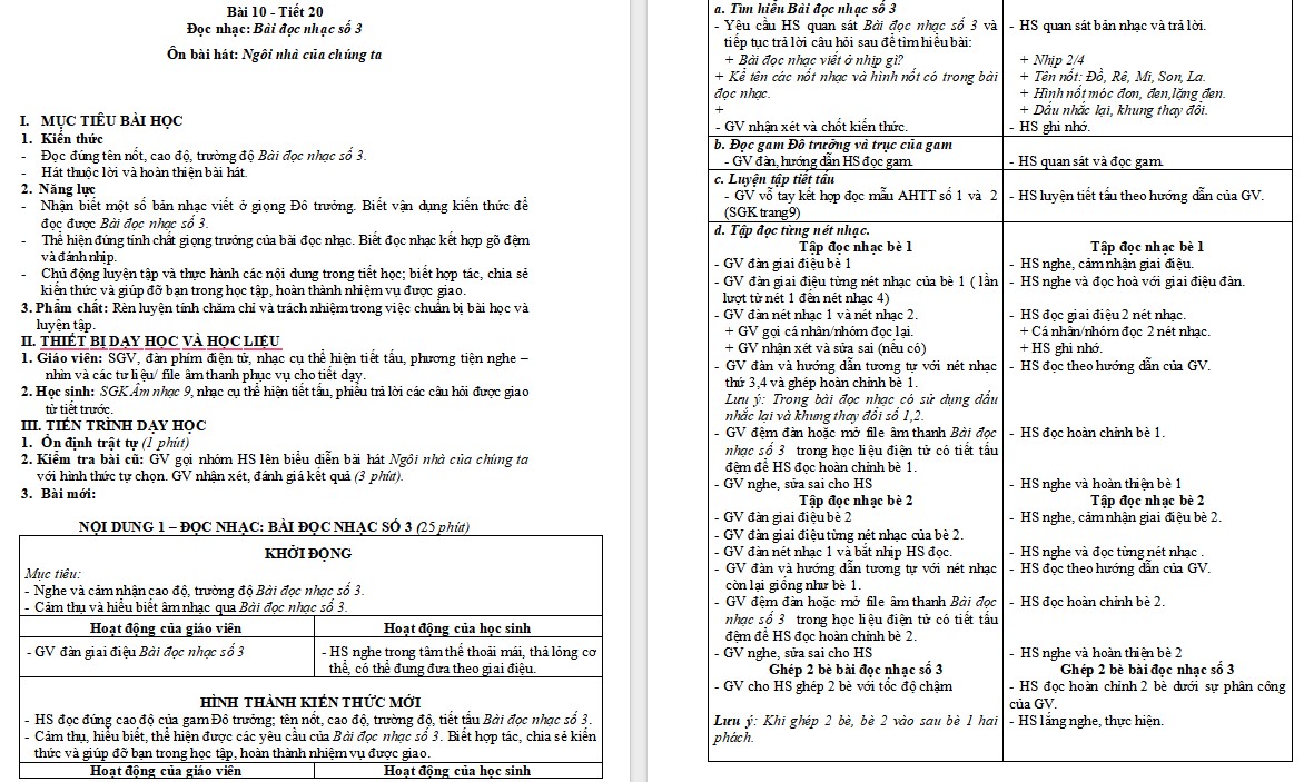 Giáo án Âm nhạc 9 KNTT Bài 10 tiết 20