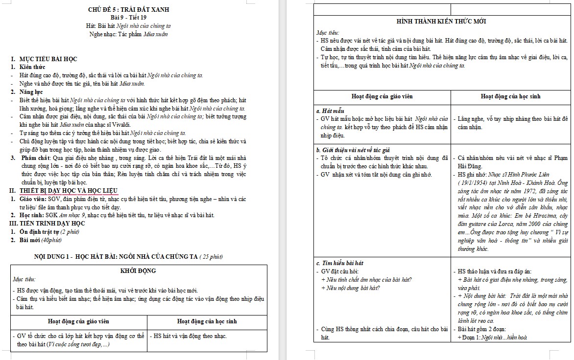 Giáo án Âm nhạc 9 KNTT Bài 9 tiết 19