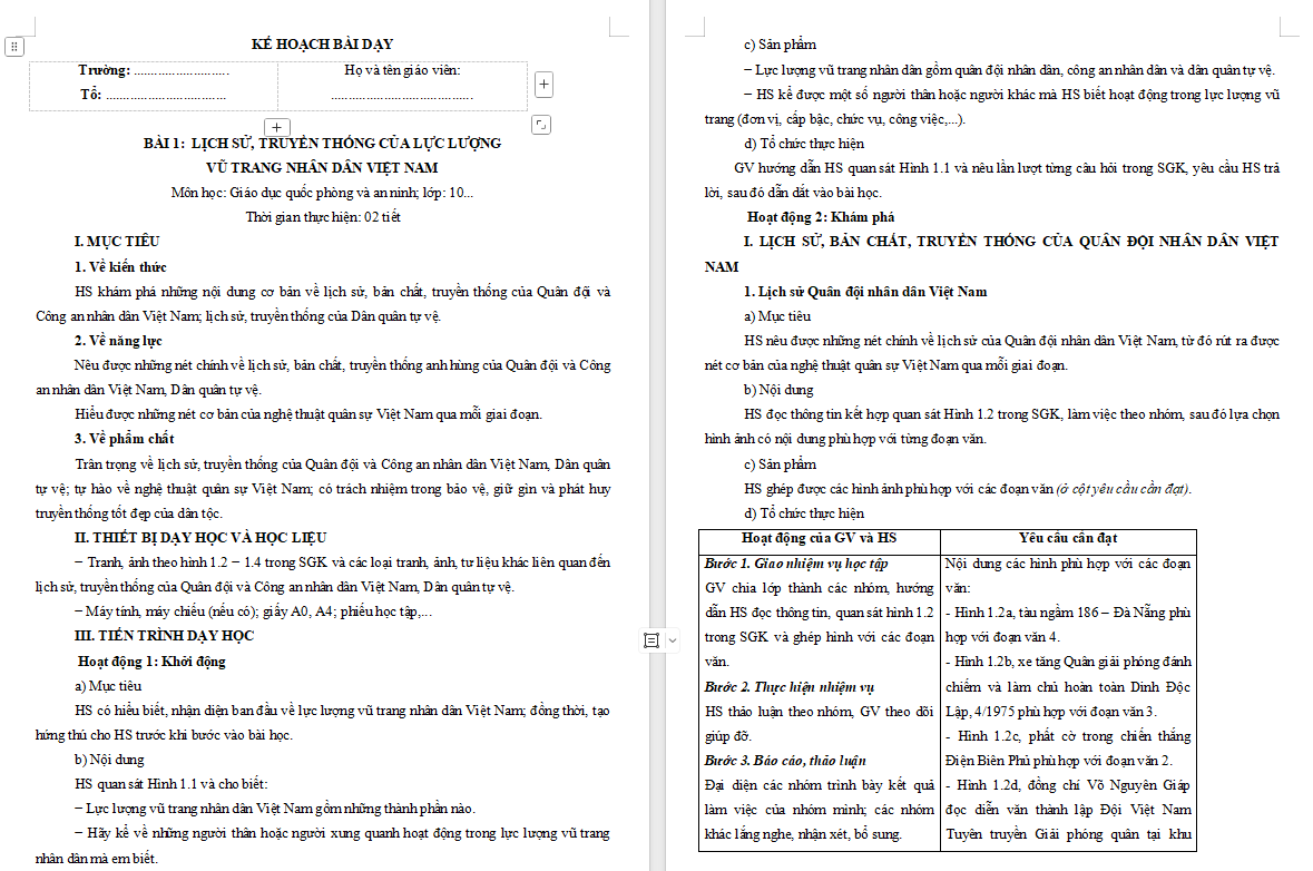Giáo án PowerPoint Giáo dục Quốc phòng 10 Bài 1: