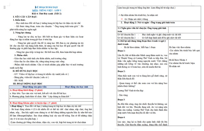 Giáo án Tiếng Việt 3 Bài 4: Nghe - kể Ông Trạng giỏi tính toán
