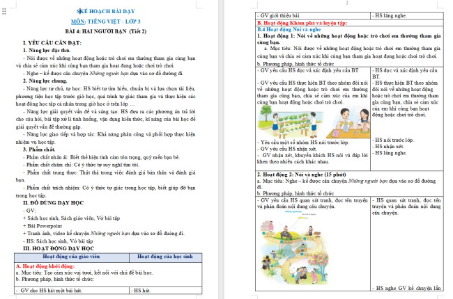 Giáo án Tiếng Việt 3 Bài 4: Nghe - kể Những người bạn