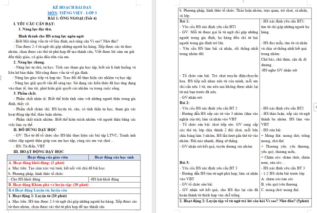 Giáo án Tiếng Việt 3 Bài 1: Mở rộng vốn từ Gia đình