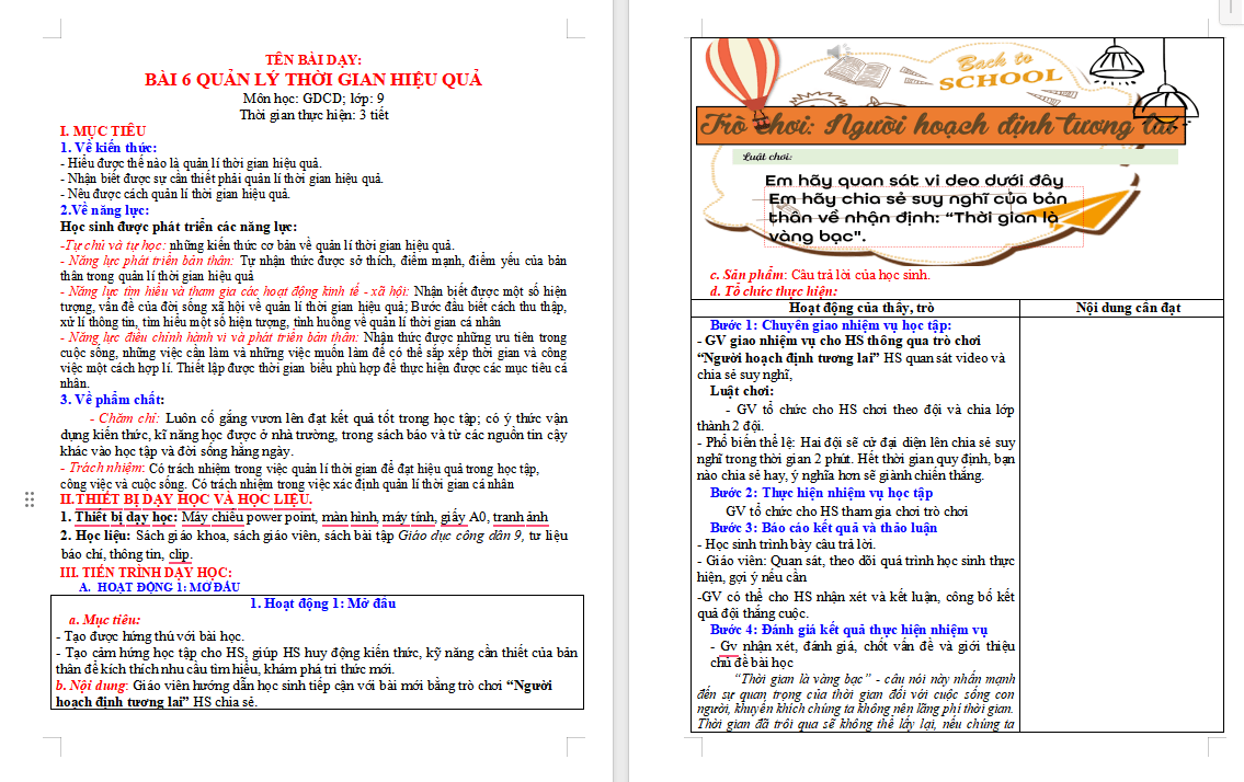 Giáo án Giáo dục công dân 9 Bài 6 Cánh diều