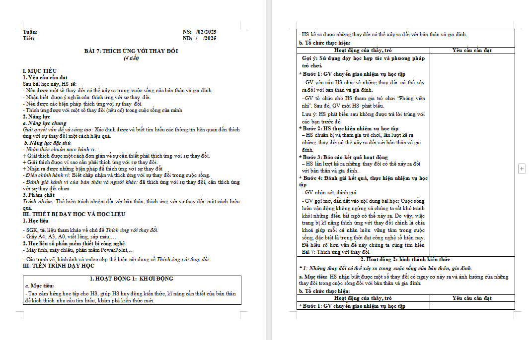 Giáo án Giáo dục công dân 9 Bài 7 Cánh diều