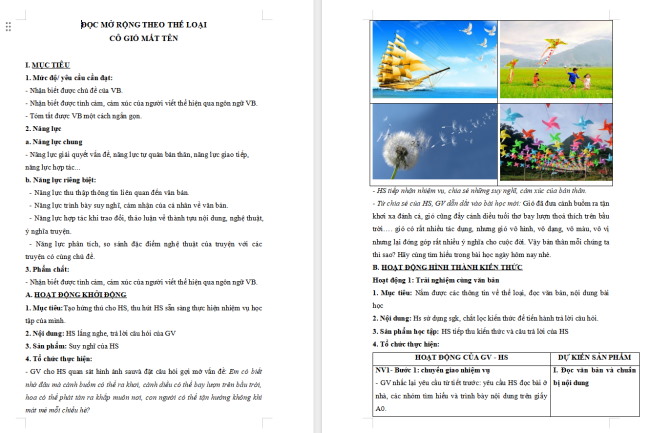 Giáo án Văn 6 Bài 4: Cô Gió mất tên