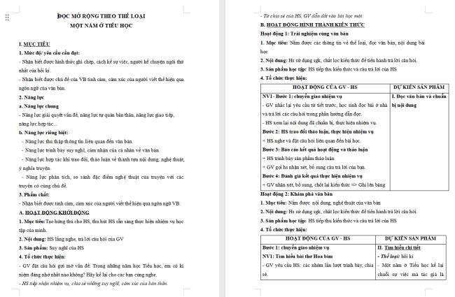 Giáo án Văn 6 Bài 5: Một năm ở Tiểu học