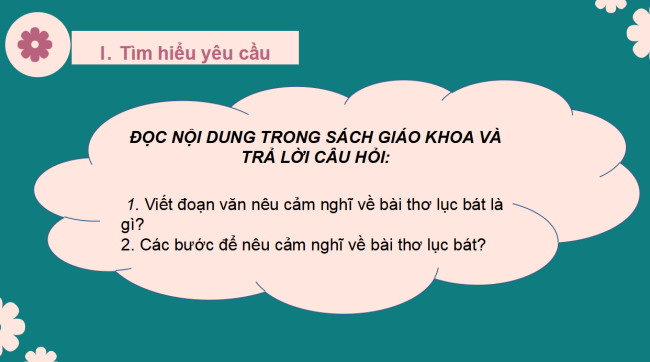 PowerPoint Ngữ văn 6 Bài 4: Viết đoạn văn ghi lại cảm nghĩ về bài thơ lục bát