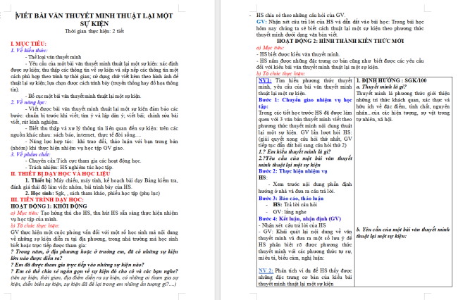 Giáo án Văn 6 Bài 5: Viết bài văn thuyết minh thuật lại một sự kiện