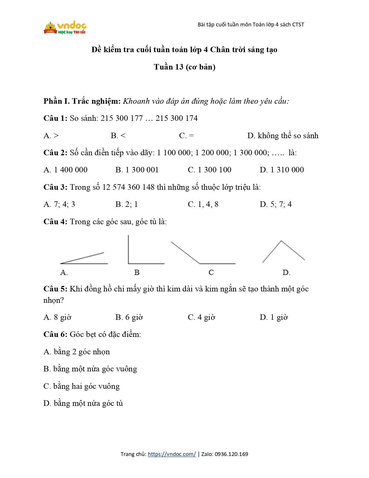 phieu bai tap cuoi tuan 13 toan 4 co ban ctst page 0001*837795