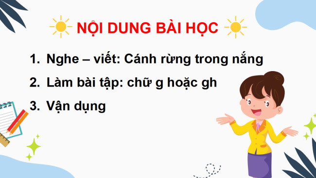 PowerPoint Tiếng Việt 3 Bài 3: Nghe - viết Cánh rừng trong nắng