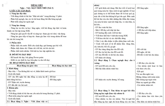 Giáo án Tiếng Việt 3 Bài 5: Nghe - viết Mặt trời nhỏ