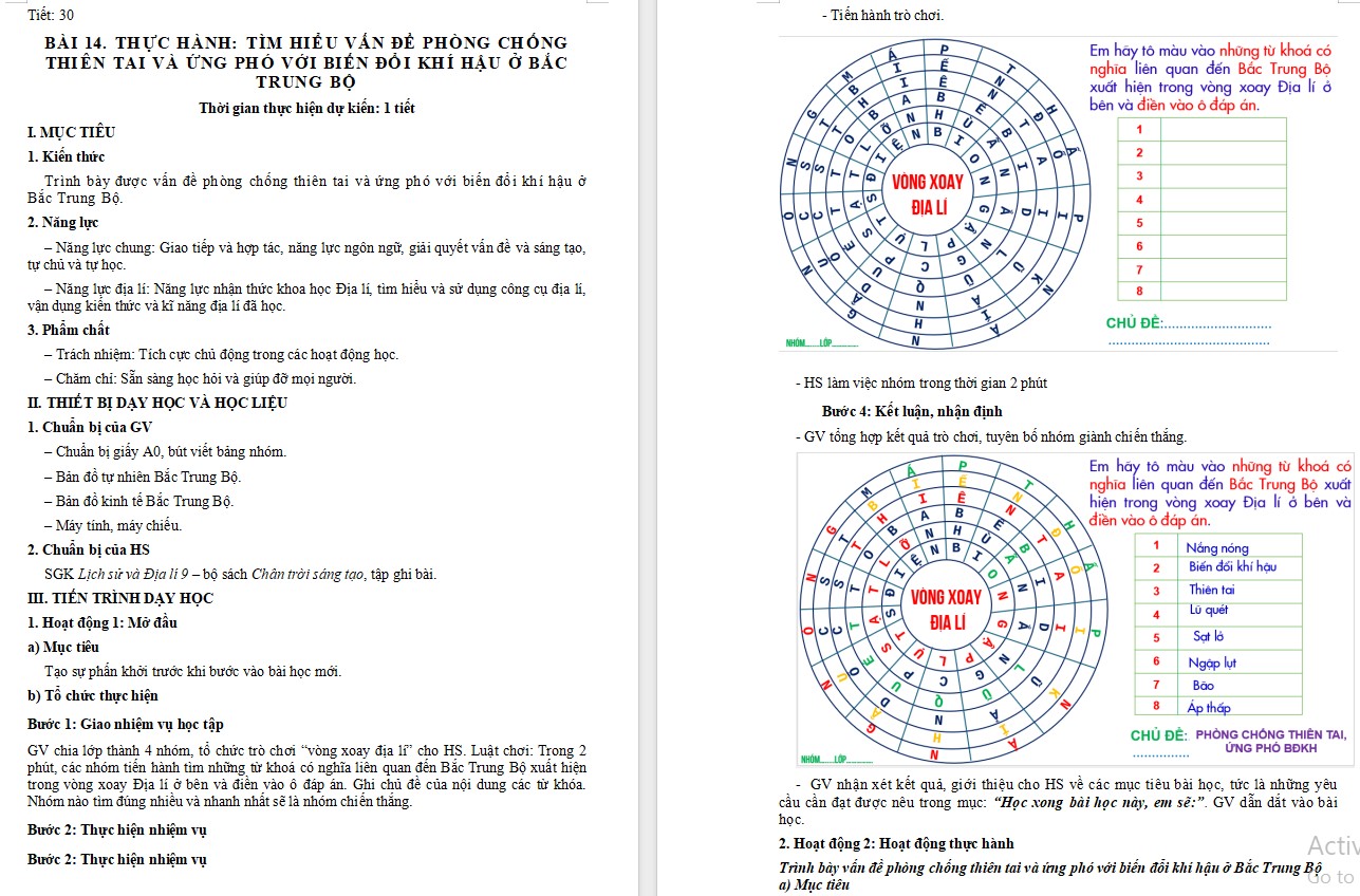 KHBD Địa lí 9 CTST Bài 14: Thực hành