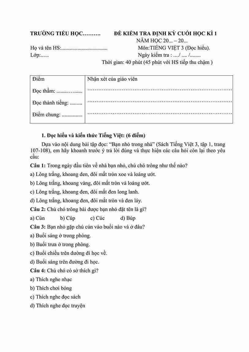 De thi hoc ki 1 Tieng Viet 3 KNTT de 4 2*844474