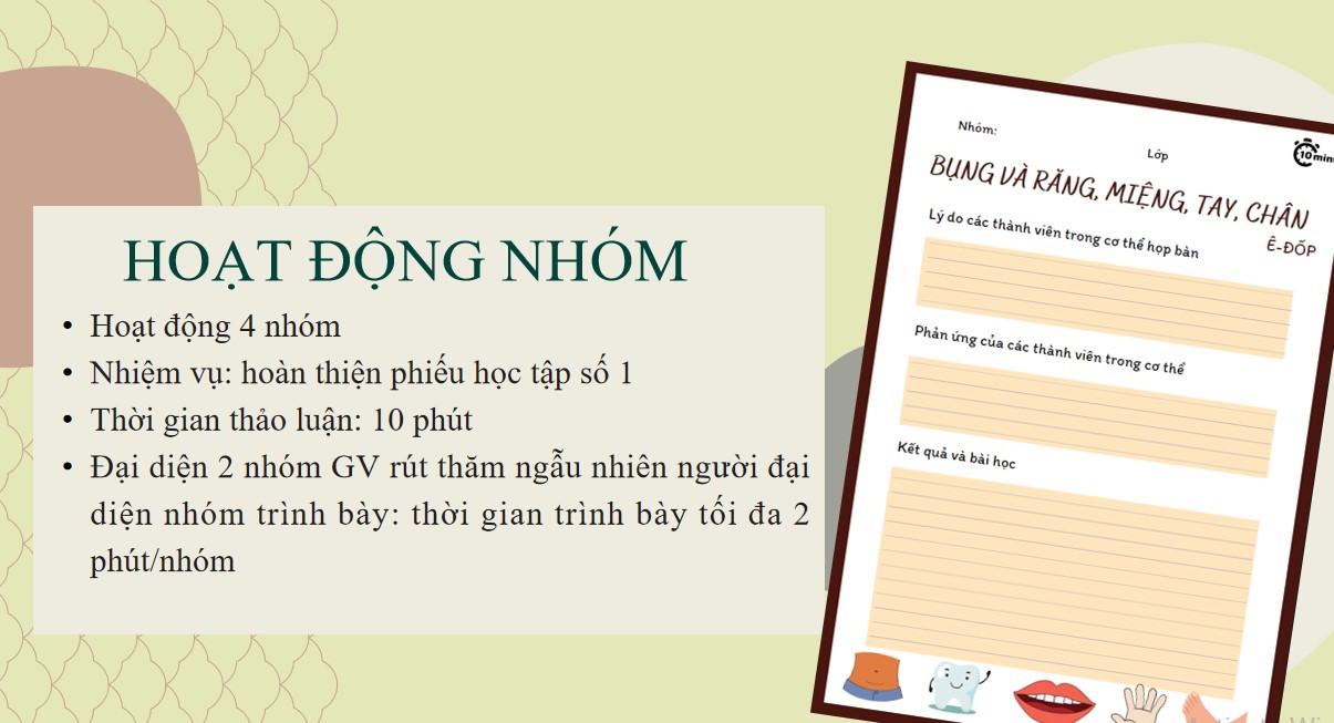 Giáo án PPT Văn 7 Cánh Diều Bài Bụng và Răng Miệng, Tay, Chân