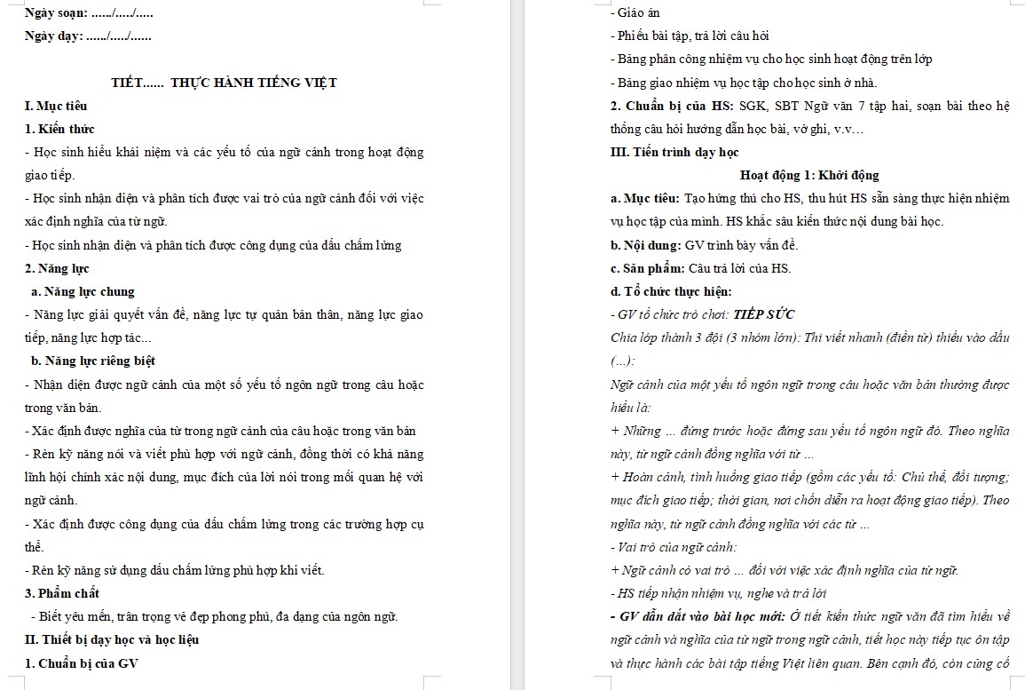 KHBD Ngữ văn 7 Bài Thực hành tiếng Việt trang 26