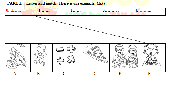 Đề thi học kì 1 tiếng Anh 4 Family and Friends minh họa 1