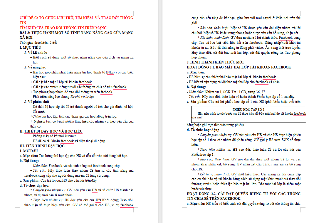 Thực hành một số tính năng nâng cao của mạng xã hội