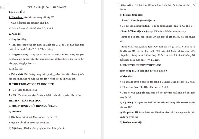 Giáo án Toán 6 Bài 9: Dấu hiệu chia hết