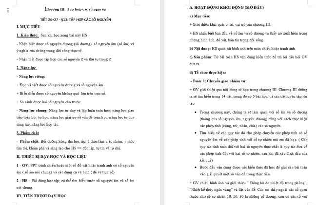 Giáo án Toán 6 Bài 13: Tập hợp các số nguyên
