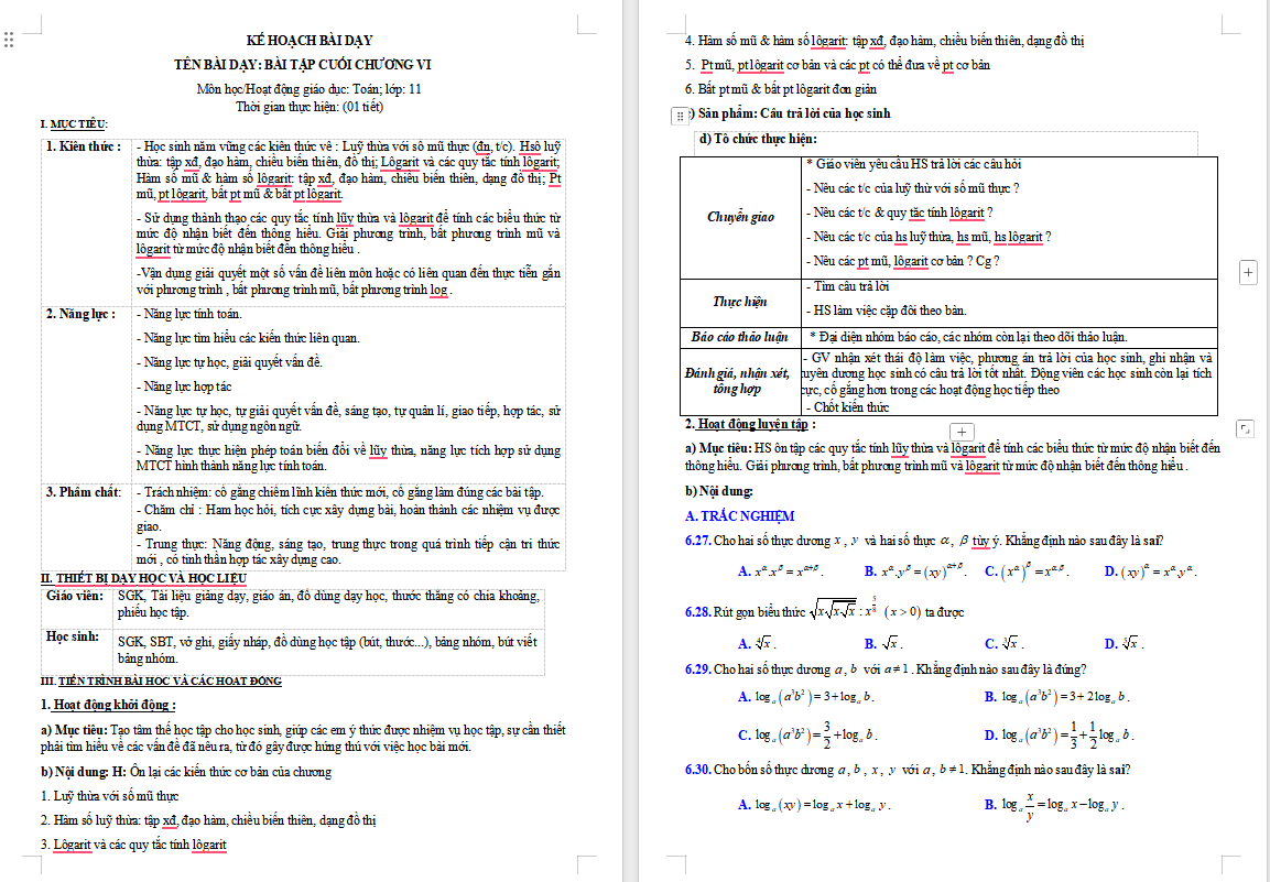PowerPoint Toán 11 Bài tập cuối chương 6