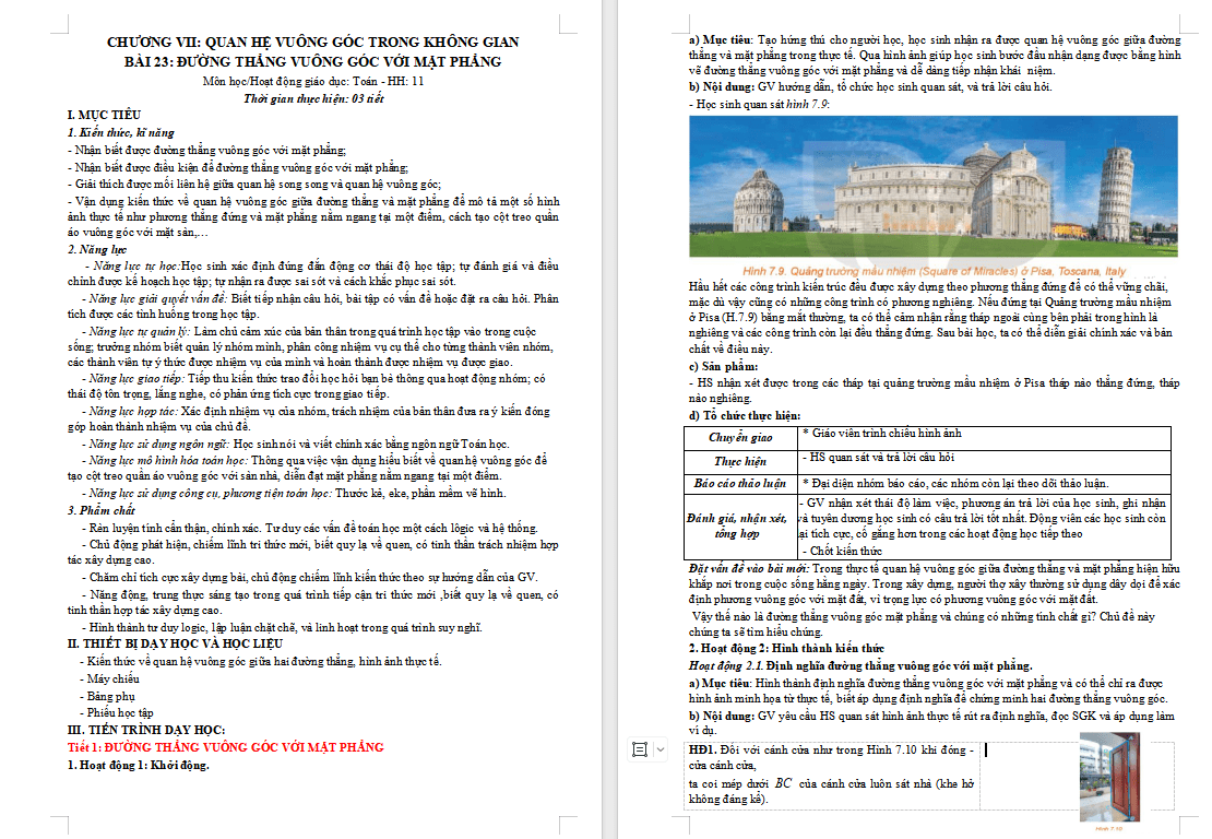 Đường thẳng vuông góc với mặt phẳng