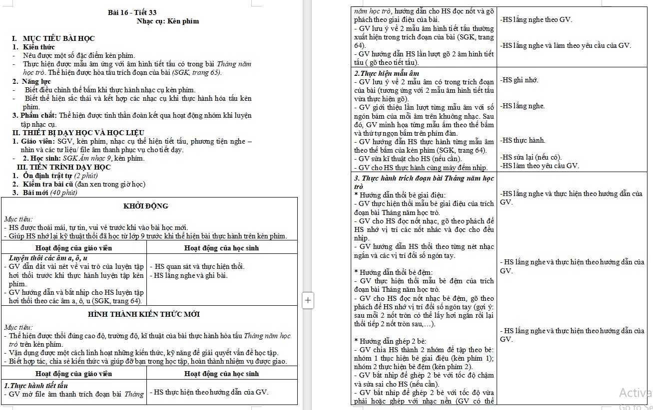 Giáo án Âm nhạc 9 KNTT Bài 16 tiết 33
