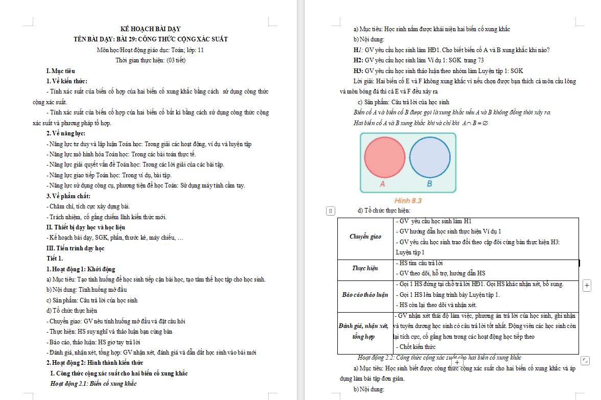 Công thức cộng xác suất