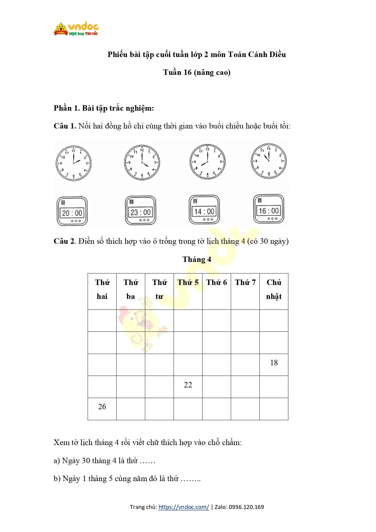bai tap cuoi tuan 16 toan nang cao lop 2 canh dieu page 0001*848899