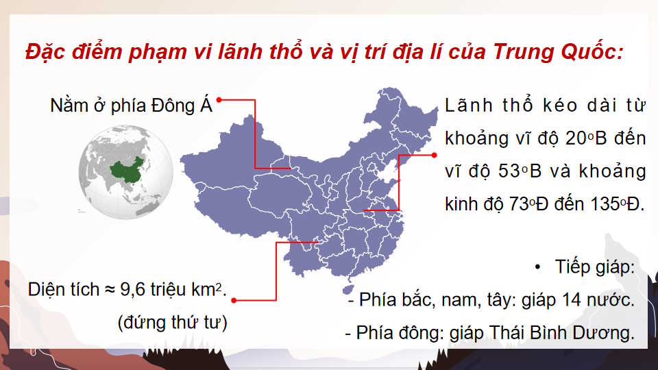 Vị trí địa lí điều kiện tự nhiên dân cư và xã hội Trung Quốc