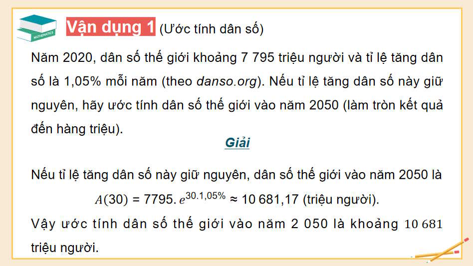 Một vài mô hình toán học sử dụng hàm số mũ và hàm số lôgarit