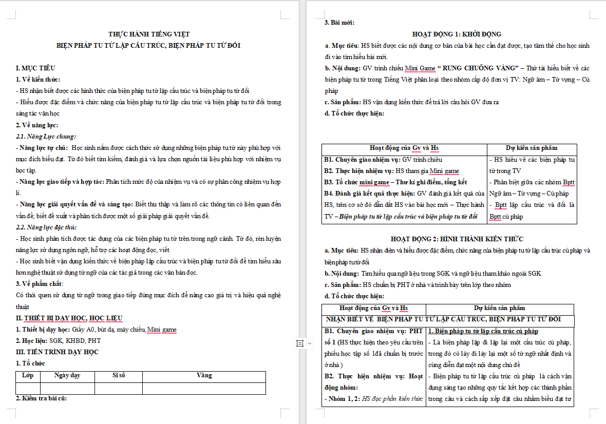 Ngữ văn 11 Bài 6: Thực hành tiếng Việt