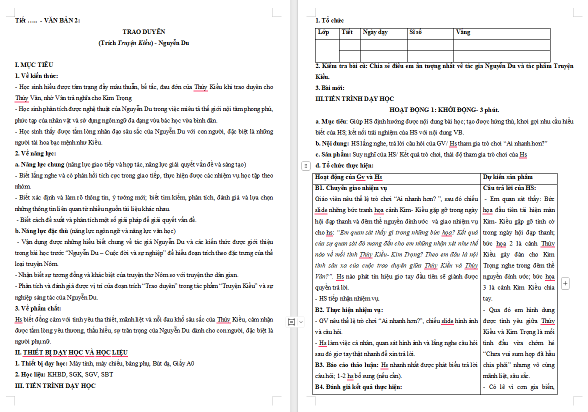 Ngữ văn 11 Bài 6: Trao duyên
