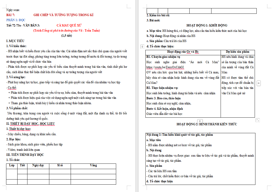 Ngữ văn 11 Bài 7: Cà Mau quê xứ