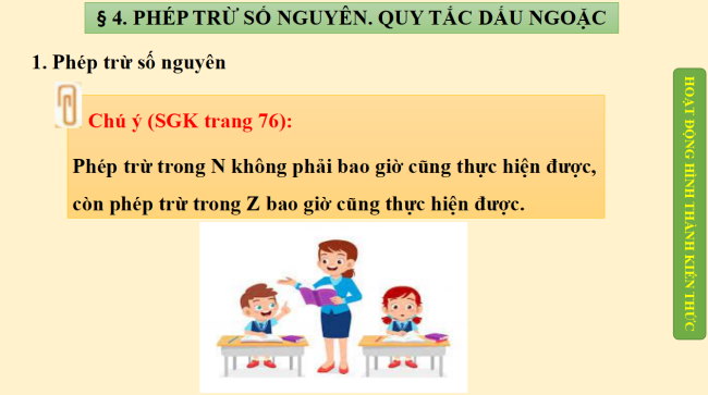 PowerPoint Toán 6 Bài 4: Phép trừ số nguyên. Quy tắc dấu ngoặc