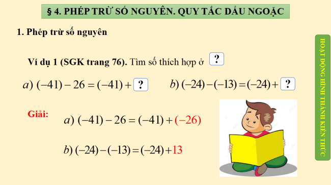 PowerPoint Toán 6 Bài 4: Phép trừ số nguyên. Quy tắc dấu ngoặc