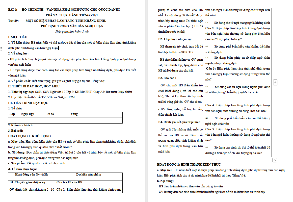 Ngữ văn 12 Bài 6: Thực hành tiếng Việt