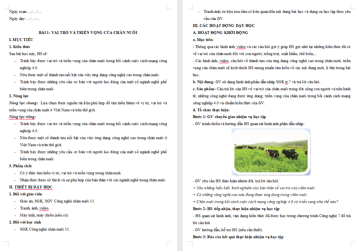 Vai trò và triển vọng của chăn nuôi