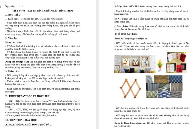 Giáo án Toán 6 Bài 3: Hình bình hành