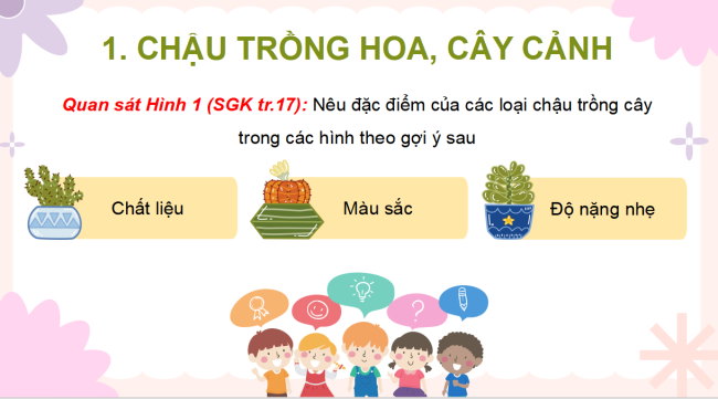 PowerPoint Công nghệ 4 Bài 3: Vật liệu và dụng cụ trồng hoa, cây cảnh trong chậu