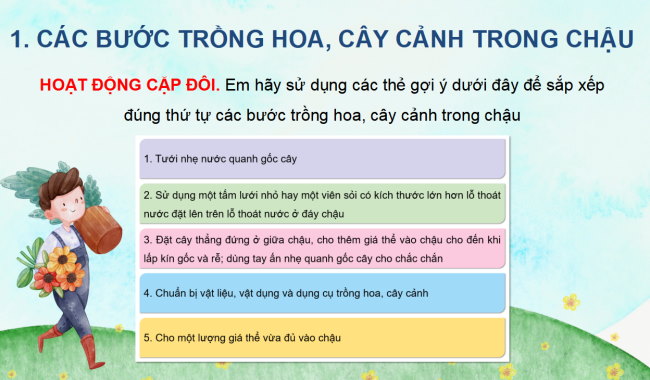 PowerPoint Công nghệ 4 Bài 5: Trồng hoa, cây cảnh trong chậu