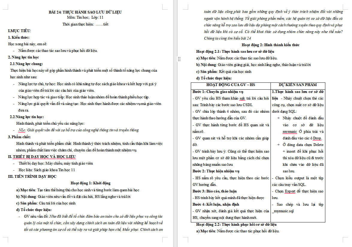 Thực hành sao lưu dữ liệu